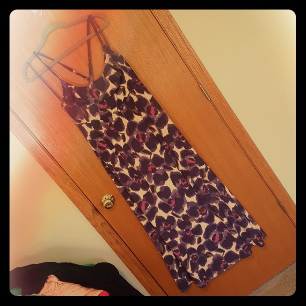 Elle ruffled purple graphic cheetah smocked maxi